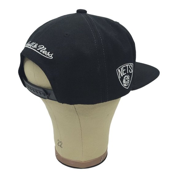 Brooklyn Nets Basketball Flat Brim Snapback Cap Trucker Baseball Mitchell Ness - Picture 9 of 12